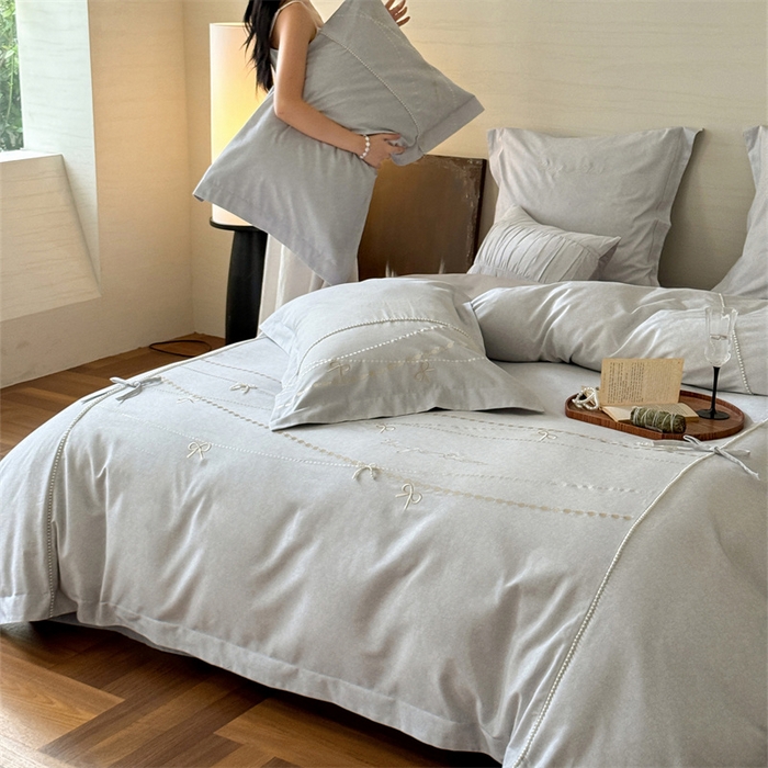 91家纺网 家纺一手货源 找家纺 红番天家居馆 （控价）2025新款全棉云柔棉磨毛+磨毛肌理纹+工艺款四件套-珠光（每款供货价的基础上一切活动券后+100） 珠光 素采