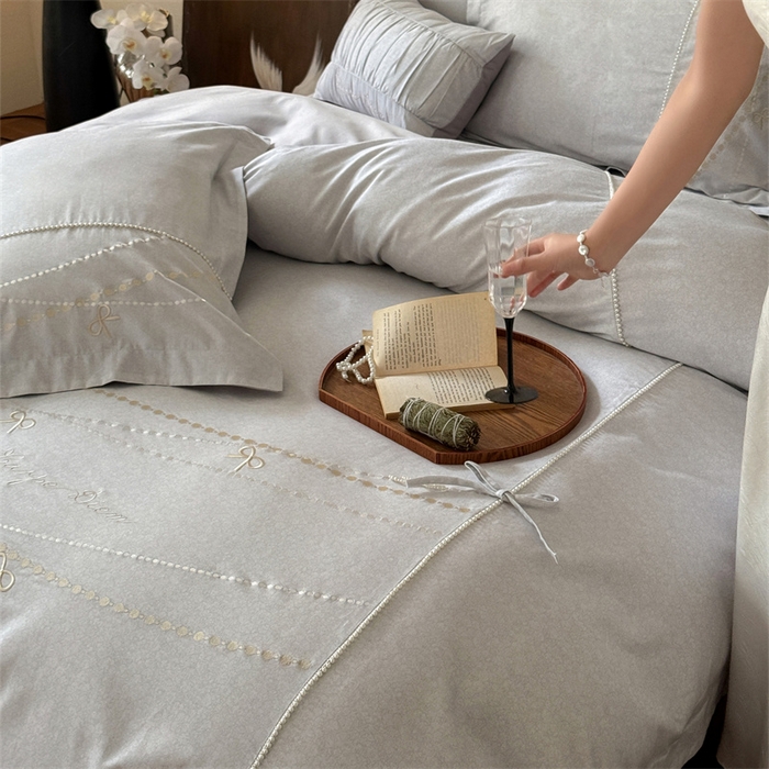 91家纺网 家纺一手货源 找家纺 红番天家居馆 （控价）2025新款全棉云柔棉磨毛+磨毛肌理纹+工艺款四件套-珠光（每款供货价的基础上一切活动券后+100） 珠光 素采