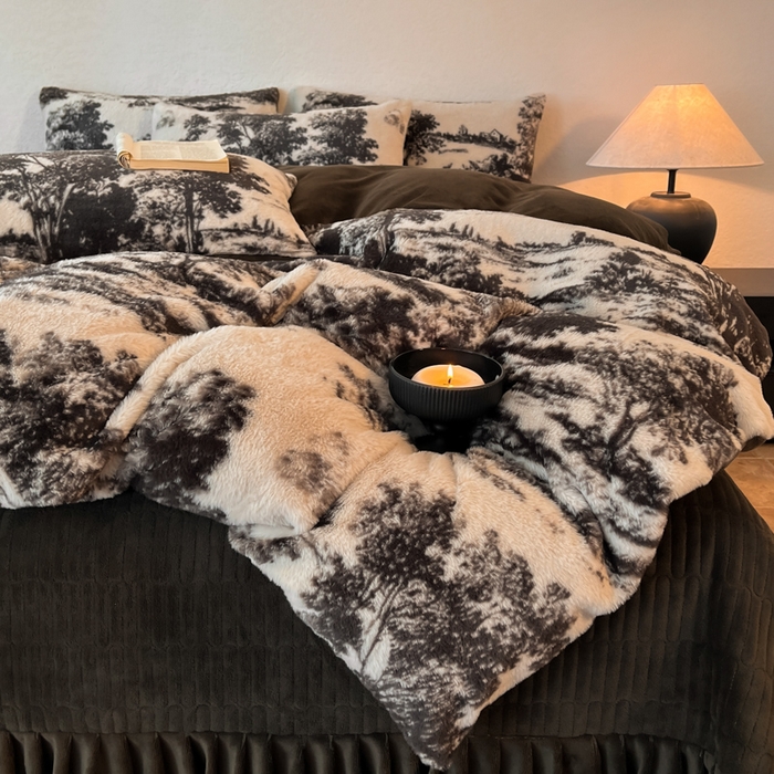 91家纺网 家纺一手货源 找家纺 子曰 2025新款美拉德高克重兔绒牛奶绒床盖款四件套 简约款-赫本