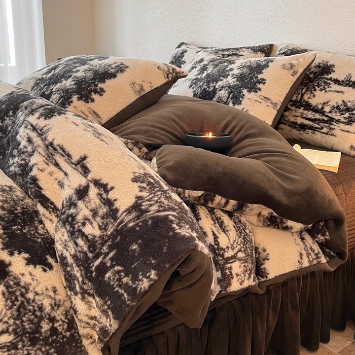 91家纺网 家纺一手货源 找家纺 子曰 2025新款美拉德高克重兔绒牛奶绒床盖款四件套 简约款-赫本