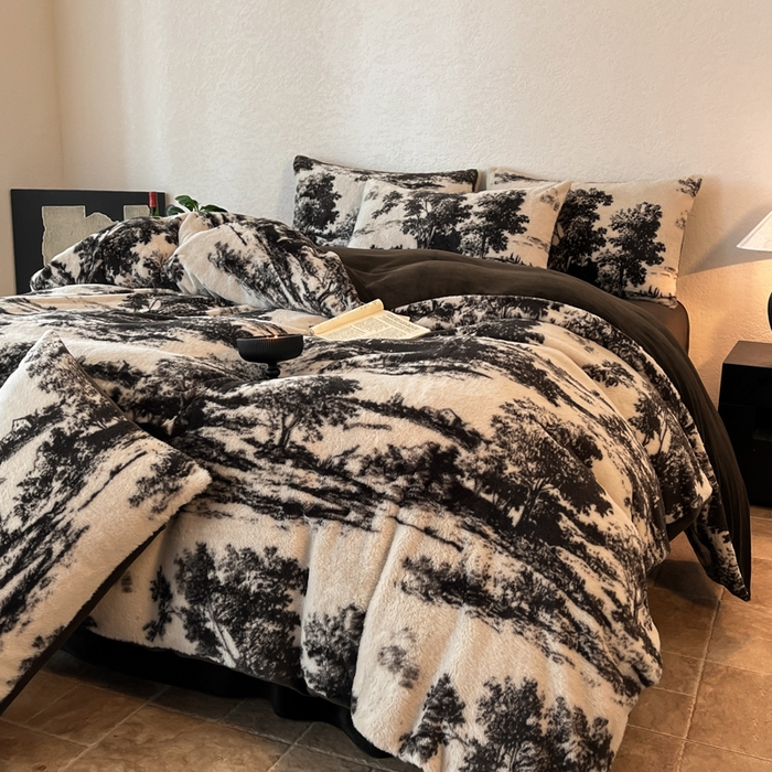 91家纺网 家纺一手货源 找家纺 子曰 2025新款美拉德高克重兔绒牛奶绒床盖款四件套 简约款-赫本