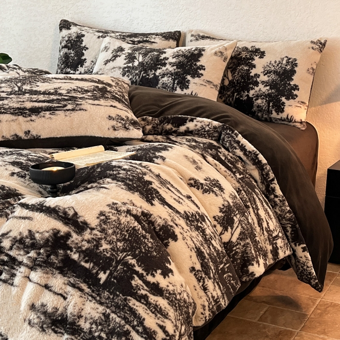 91家纺网 家纺一手货源 找家纺 子曰 2025新款美拉德高克重兔绒牛奶绒床盖款四件套 简约款-赫本