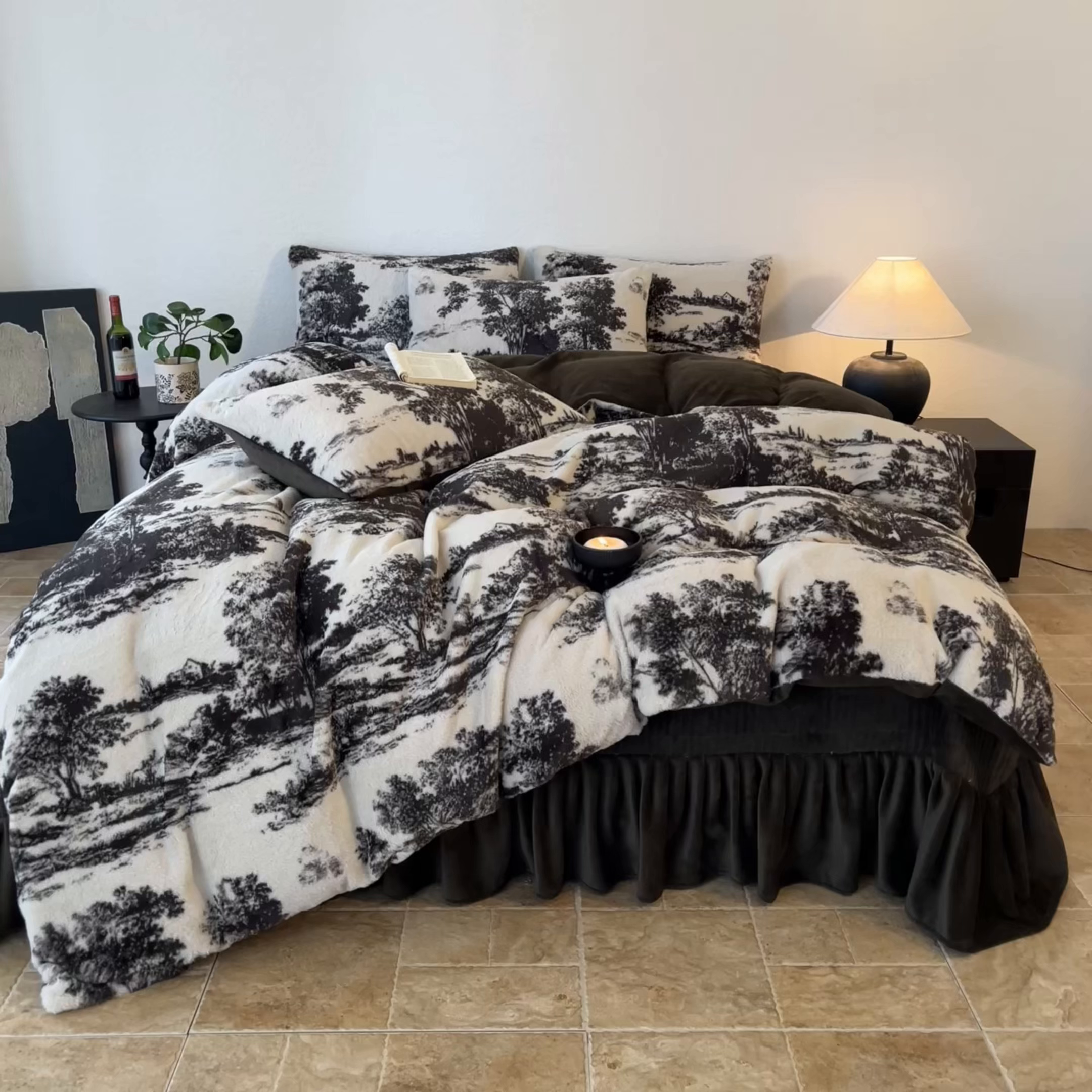 91家纺网 家纺一手货源 找家纺 子曰 2025新款美拉德高克重兔绒牛奶绒床盖款四件套 简约款-赫本