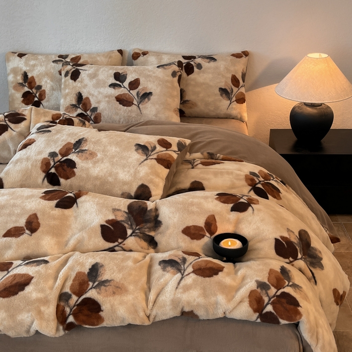 91家纺网 家纺一手货源 找家纺 子曰 2025新款美拉德高克重兔绒牛奶绒床盖款四件套 简约款-曼丽