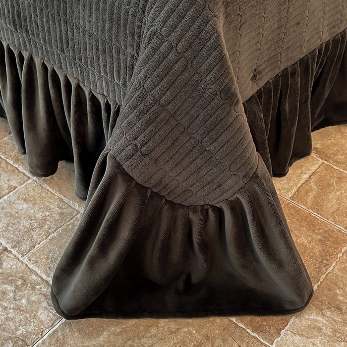 91家纺网 家纺一手货源 找家纺 子曰 2025新款美拉德高克重兔绒牛奶绒床盖款四件套 简约款-玫瑰灰