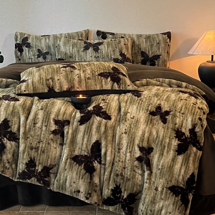 91家纺网 家纺一手货源 找家纺 子曰 2025新款美拉德高克重兔绒牛奶绒床盖款四件套 简约款-梦境绿