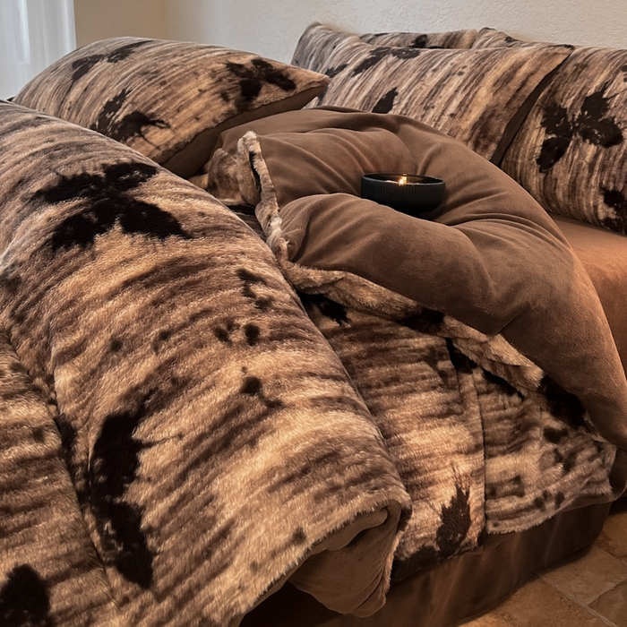 91家纺网 家纺一手货源 找家纺 子曰 2025新款美拉德高克重兔绒牛奶绒床盖款四件套 简约款-梦境棕