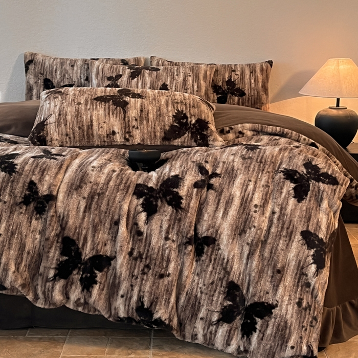 91家纺网 家纺一手货源 找家纺 子曰 2025新款美拉德高克重兔绒牛奶绒床盖款四件套 简约款-梦境棕