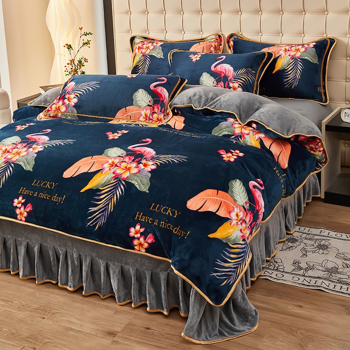 91家纺网 家纺一手货源 找家纺 （总）栩裕 2025新款7斤重牛奶金貂绒印花牛奶绒四件套