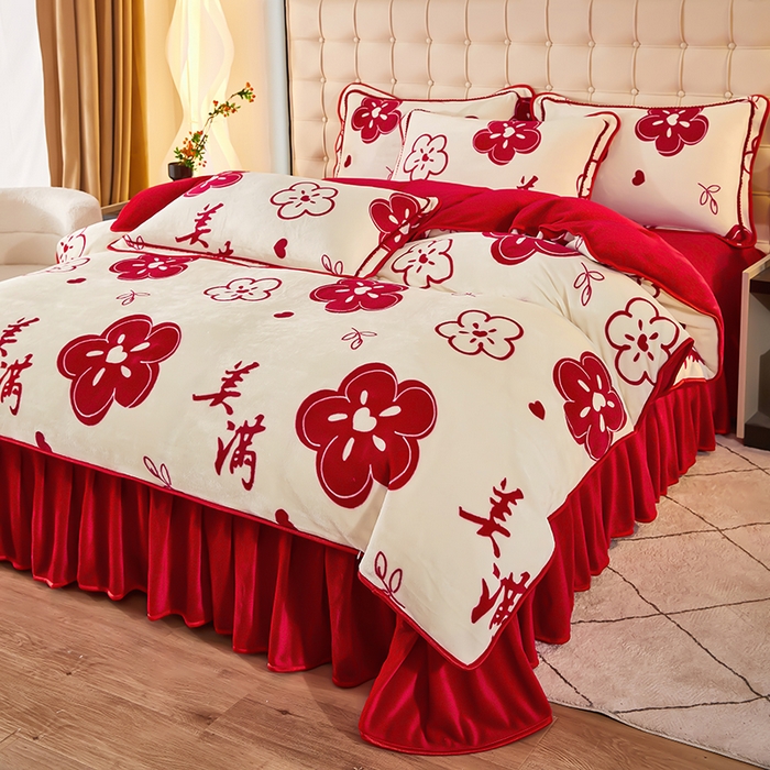 91家纺网 家纺一手货源 找家纺 （总）栩裕 2025新款7斤重牛奶金貂绒印花牛奶绒四件套