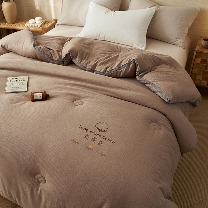 91家纺网 家纺一手货源 找家纺 子由家居 2025新款木棉立体100%棉花被被子被芯 木棉棉花-卡其