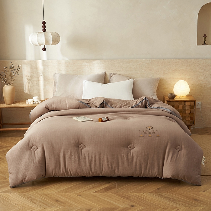 91家纺网 家纺一手货源 找家纺 子由家居 2025新款木棉立体100%棉花被被子被芯 木棉棉花-卡其