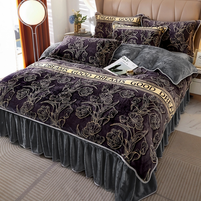 栩裕 2025新款7斤重牛奶金貂绒印花牛奶绒四件套 林间晨曲