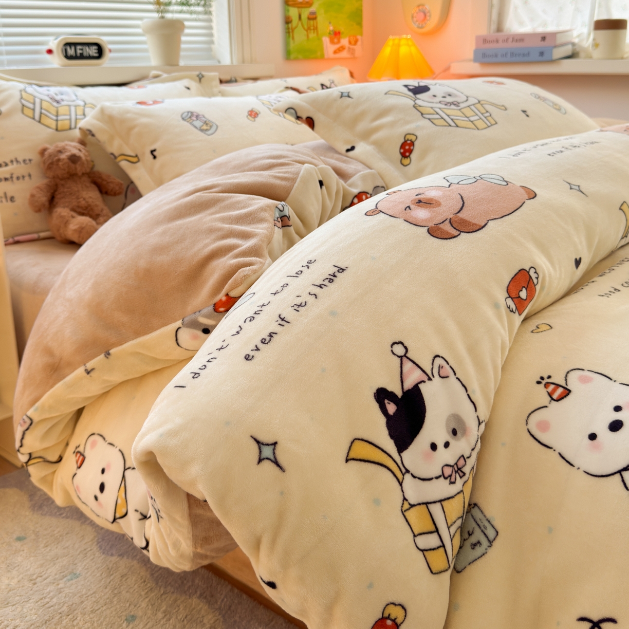 91家纺网 家纺一手货源 找家纺 （总）铭宣 2025新款高克重牛奶绒印花保暖四件套床单床笠单被套款