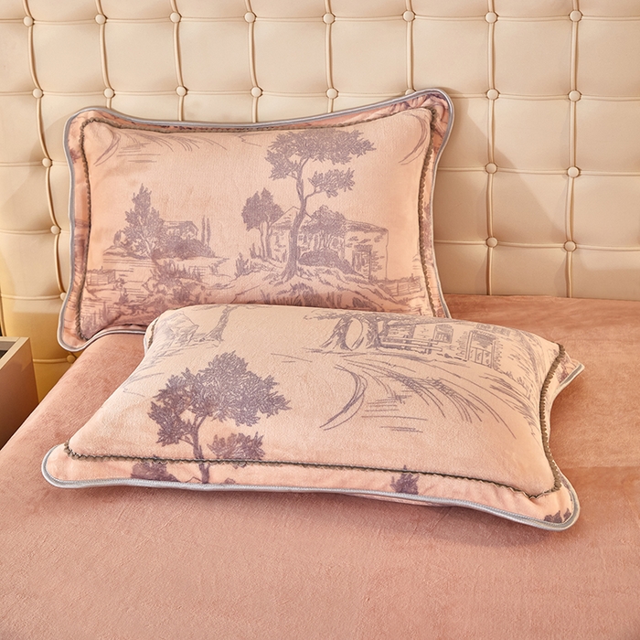 91家纺网 家纺一手货源 找家纺 栩裕 2025新款7斤重牛奶金貂绒印花牛奶绒四件套 水墨江南