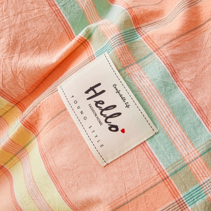 91家纺网 家纺一手货源 找家纺 缦彩 2025新款纯棉水洗棉床裙床罩四件套全棉防滑防尘保护套床单套件 多芬桔