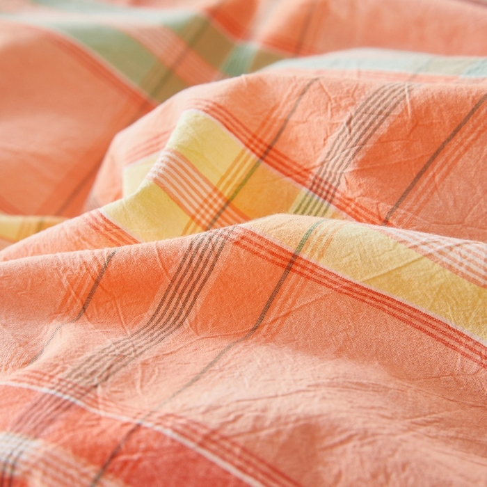 91家纺网 家纺一手货源 找家纺 缦彩 2025新款纯棉水洗棉床裙床罩四件套全棉防滑防尘保护套床单套件 多芬桔