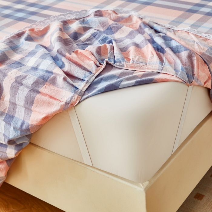 91家纺网 家纺一手货源 找家纺 缦彩 2025新款纯棉水洗棉床裙床罩四件套全棉防滑防尘保护套床单套件 欧风粉