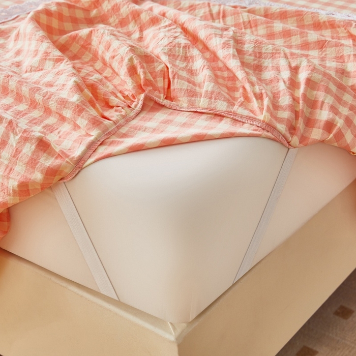 91家纺网 家纺一手货源 找家纺 缦彩 2025新款纯棉水洗棉床裙床罩四件套全棉防滑防尘保护套床单套件 深情桔