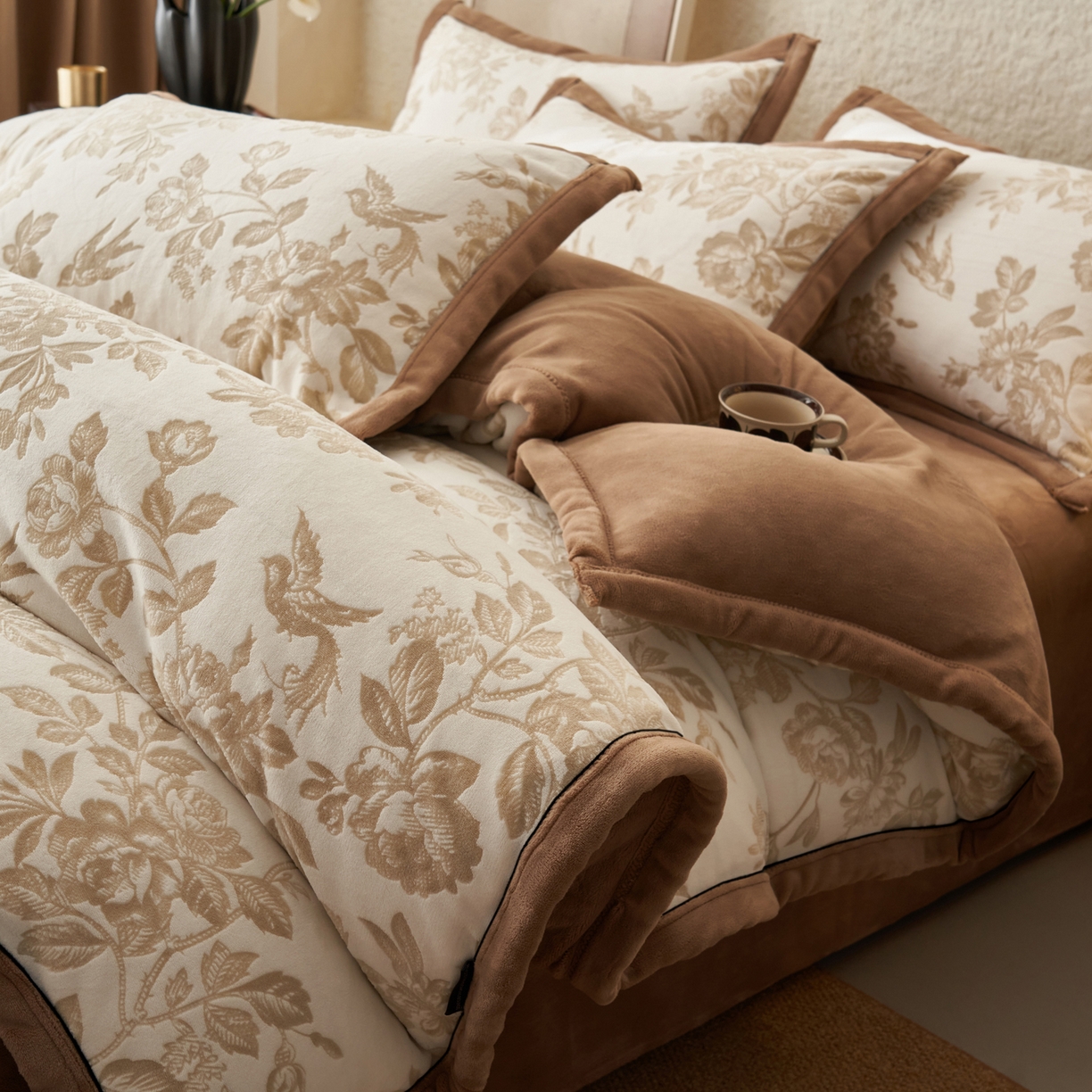 子由家居 2025新款230g牛奶绒染色雕花可拆洗被套冬被 雕花被套-玛雅