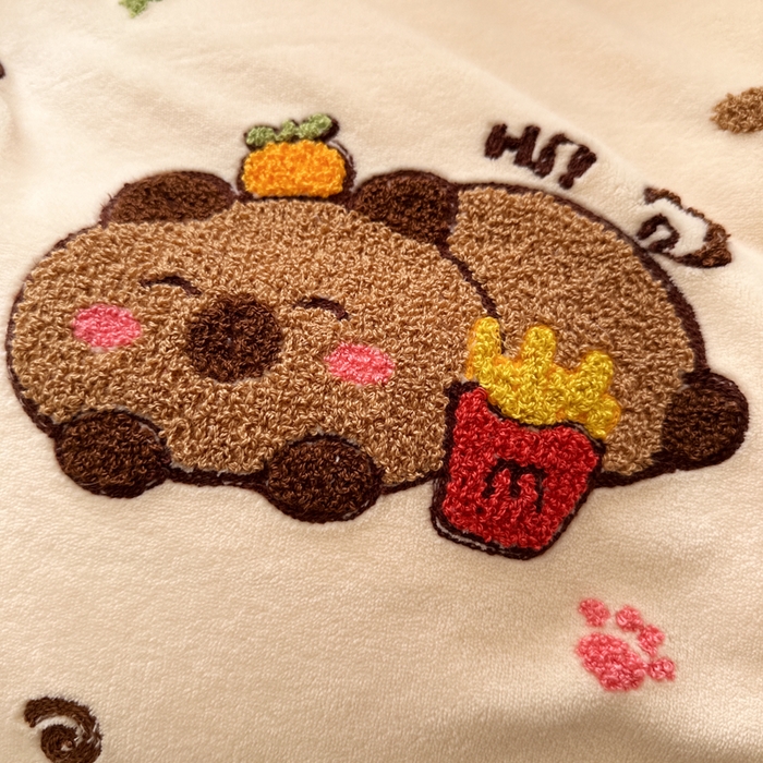 91家纺网 家纺一手货源 找家纺 徕米家居 2025新款卡通毛巾绣绣花牛奶绒四件套 卡皮吧啦伙伴