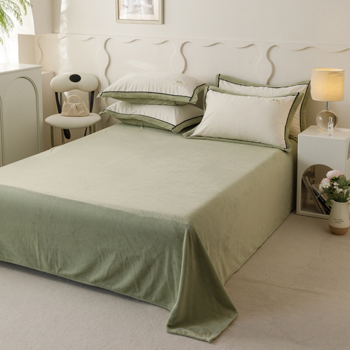 91家纺网 家纺一手货源 找家纺 子由家居 2024新款牛奶绒双拼可拆洗冬被被子被芯 双拼可拆洗-米白+浅水绿