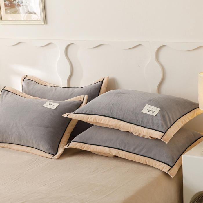 91家纺网 家纺一手货源 找家纺 子由家居 2024新款牛奶绒双拼可拆洗冬被被子被芯 双拼可拆洗-浅灰+米金