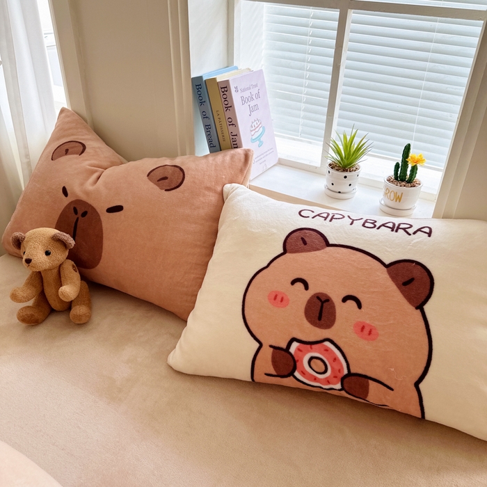 91家纺网 家纺一手货源 找家纺 徕米家居 2025新款卡通毛巾绣绣花牛奶绒四件套 卡皮吧啦