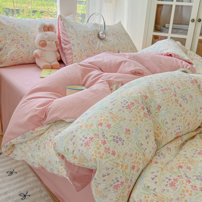 91家纺网 家纺一手货源 找家纺 （总）玉海棠家纺 2025新款云感双层纱暗合四件套