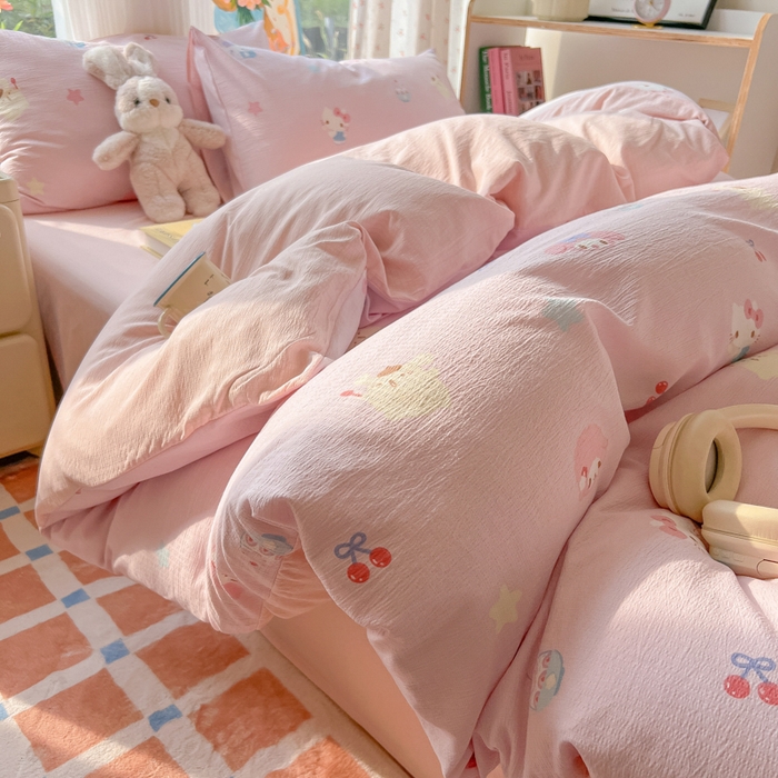 91家纺网 家纺一手货源 找家纺 （总）玉海棠家纺 2025新款云感双层纱暗合四件套