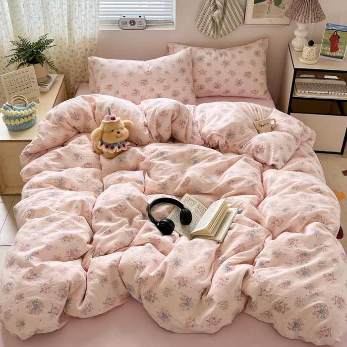 91家纺网 家纺一手货源 找家纺 （总）玉海棠家纺 2025新款云感双层纱暗合四件套