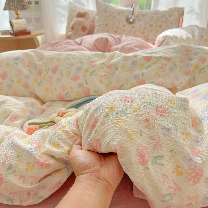 91家纺网 家纺一手货源 找家纺 玉海棠家纺 2025新款云感双层纱暗合四件套 醉花阴