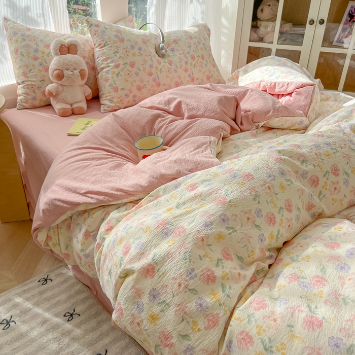 91家纺网 家纺一手货源 找家纺 玉海棠家纺 2025新款云感双层纱暗合四件套 醉花阴