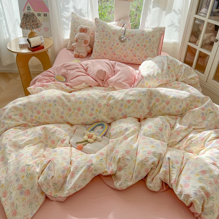 91家纺网 家纺一手货源 找家纺 玉海棠家纺 2025新款云感双层纱暗合四件套 醉花阴