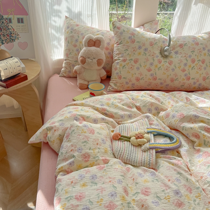 91家纺网 家纺一手货源 找家纺 玉海棠家纺 2025新款云感双层纱暗合四件套 醉花阴