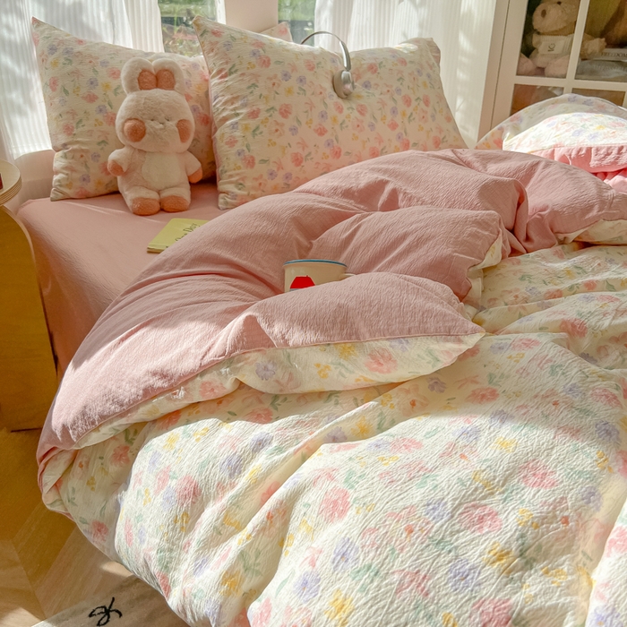 91家纺网 家纺一手货源 找家纺 玉海棠家纺 2025新款云感双层纱暗合四件套 醉花阴