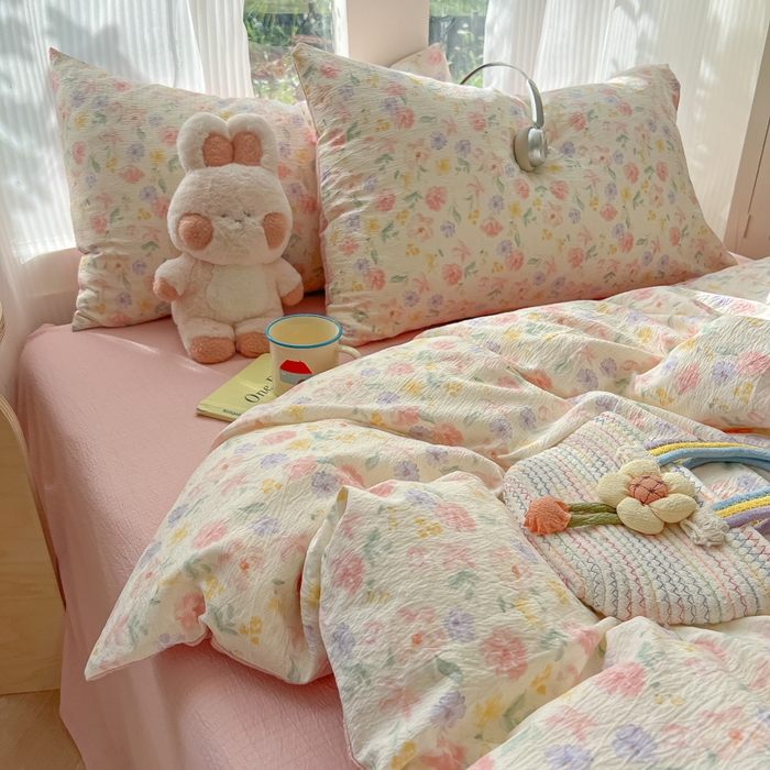 91家纺网 家纺一手货源 找家纺 玉海棠家纺 2025新款云感双层纱暗合四件套 醉花阴