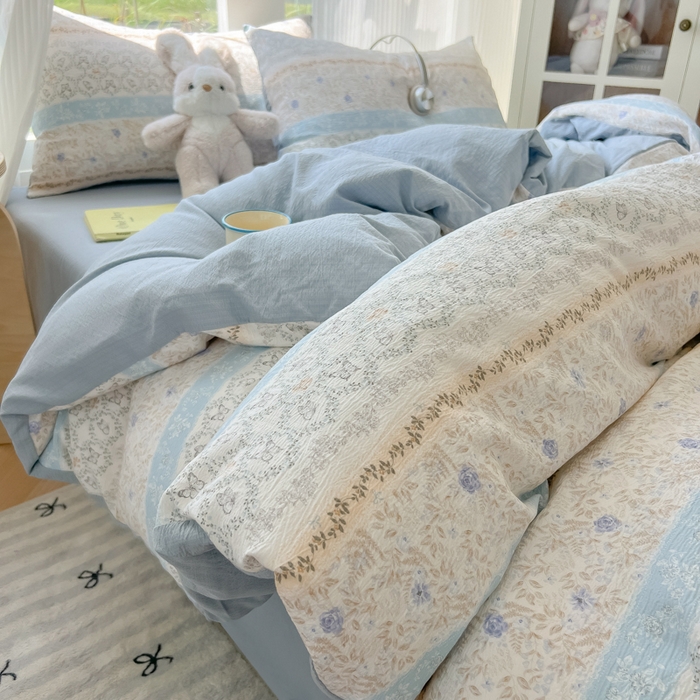 91家纺网 家纺一手货源 找家纺 （总）玉海棠家纺 2025新款云感双层纱暗合四件套