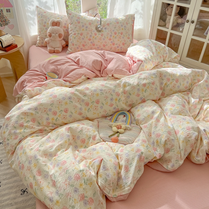 91家纺网 家纺一手货源 找家纺 玉海棠家纺 2025新款云感双层纱暗合四件套 醉花阴