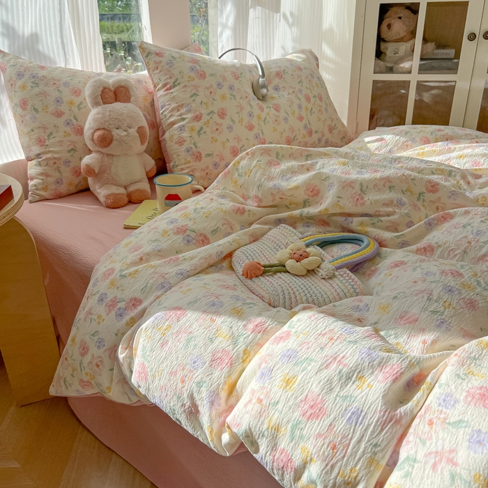 91家纺网 家纺一手货源 找家纺 玉海棠家纺 2025新款云感双层纱暗合四件套 醉花阴