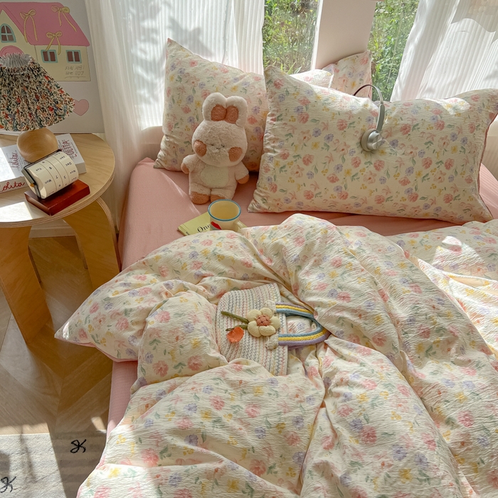 91家纺网 家纺一手货源 找家纺 玉海棠家纺 2025新款云感双层纱暗合四件套 醉花阴