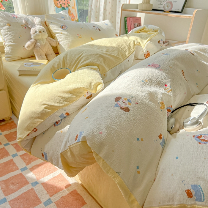 91家纺网 家纺一手货源 找家纺 （总）玉海棠家纺 2025新款云感双层纱暗合四件套