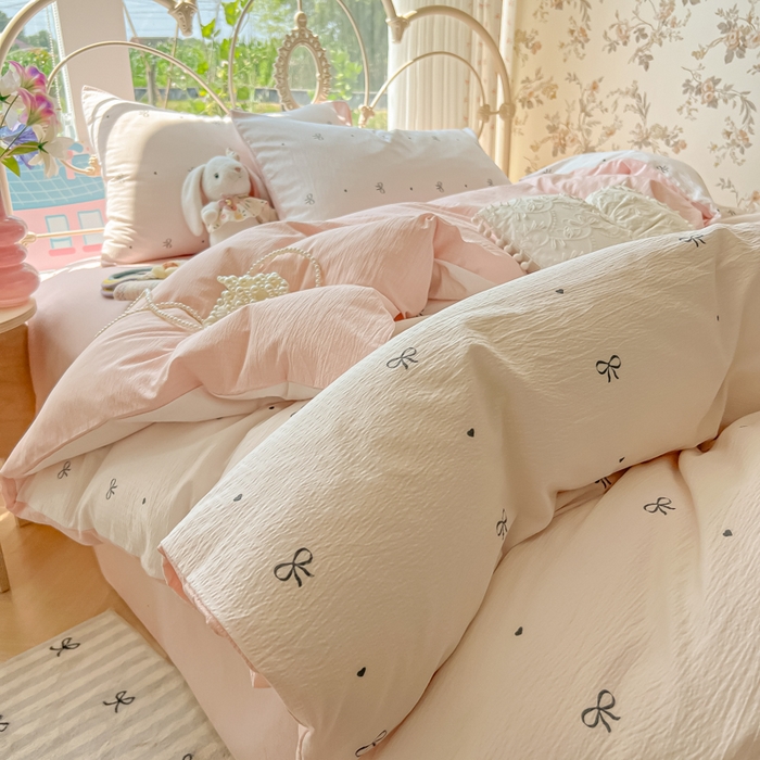 91家纺网 家纺一手货源 找家纺 （总）玉海棠家纺 2025新款云感双层纱暗合四件套