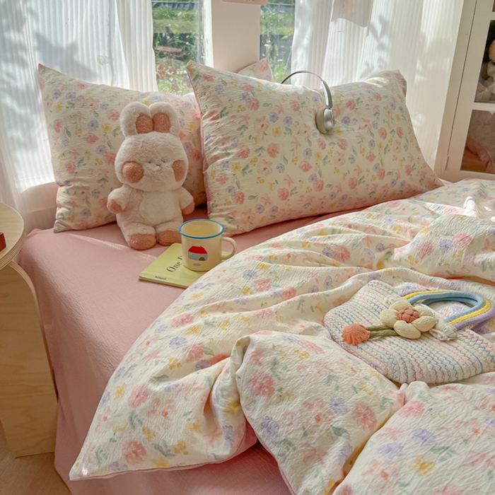 91家纺网 家纺一手货源 找家纺 玉海棠家纺 2025新款云感双层纱暗合四件套 醉花阴