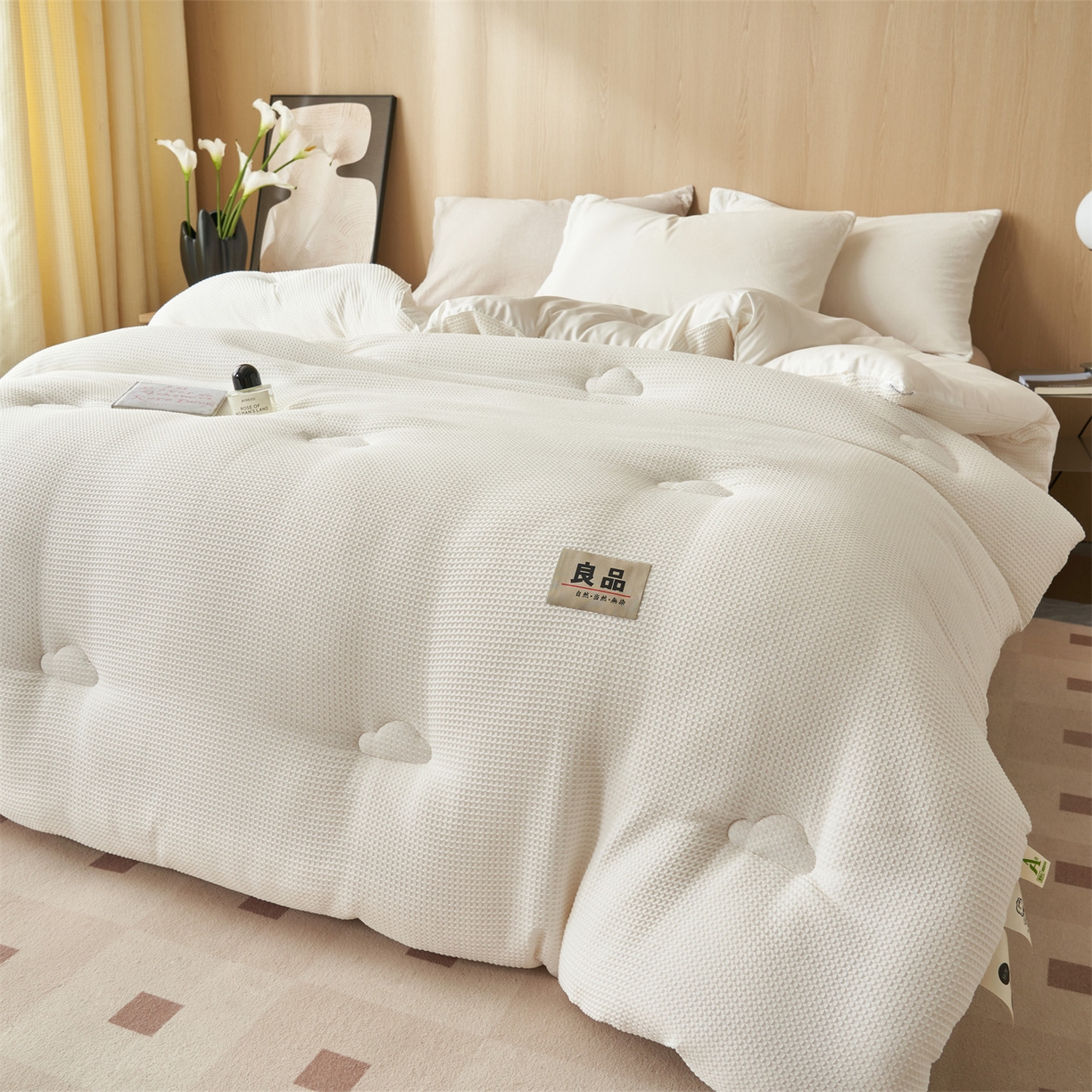 91家纺网 家纺一手货源 找家纺 （总）恬思语家纺 2025秋冬新品提花华夫格55%大豆冬被 被子被芯