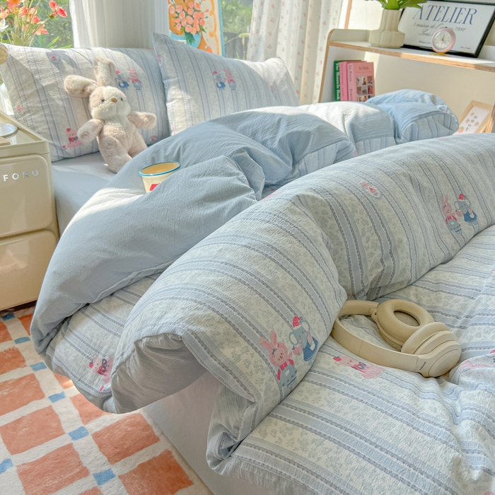 91家纺网 家纺一手货源 找家纺 （总）玉海棠家纺 2025新款云感双层纱暗合四件套