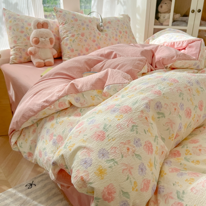 91家纺网 家纺一手货源 找家纺 （总）玉海棠家纺 2025新款云感双层纱暗合四件套