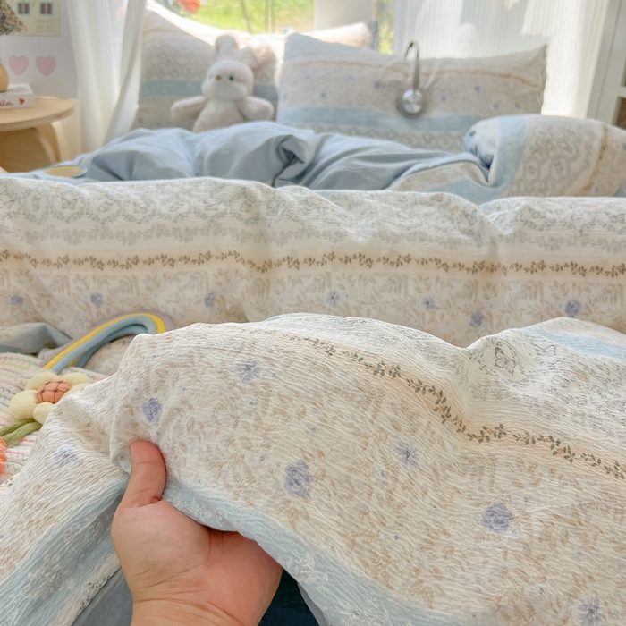 91家纺网 家纺一手货源 找家纺 玉海棠家纺 2025新款云感双层纱暗合四件套 蝶恋花