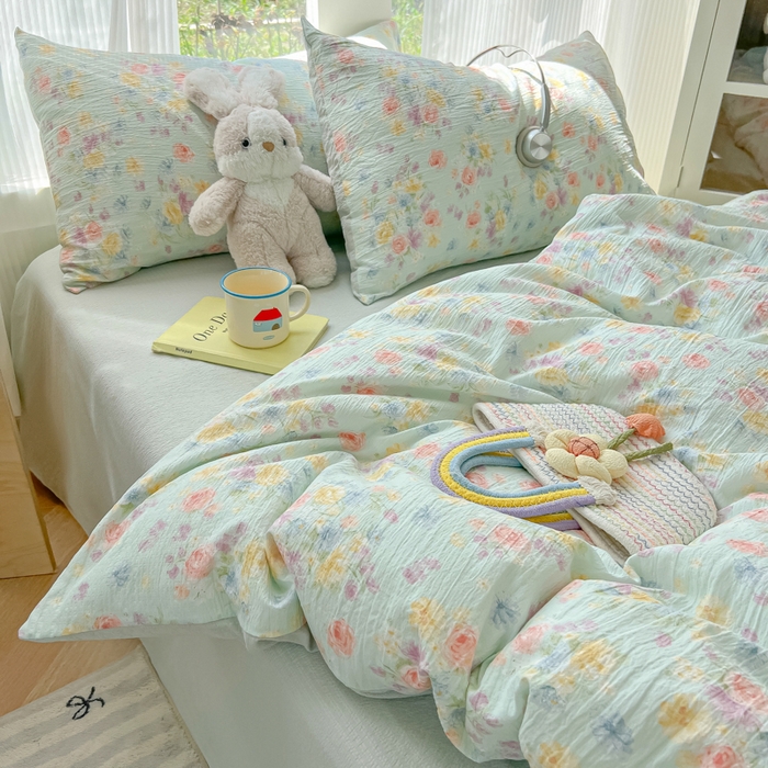 91家纺网 家纺一手货源 找家纺 玉海棠家纺 2025新款云感双层纱暗合四件套 伊人