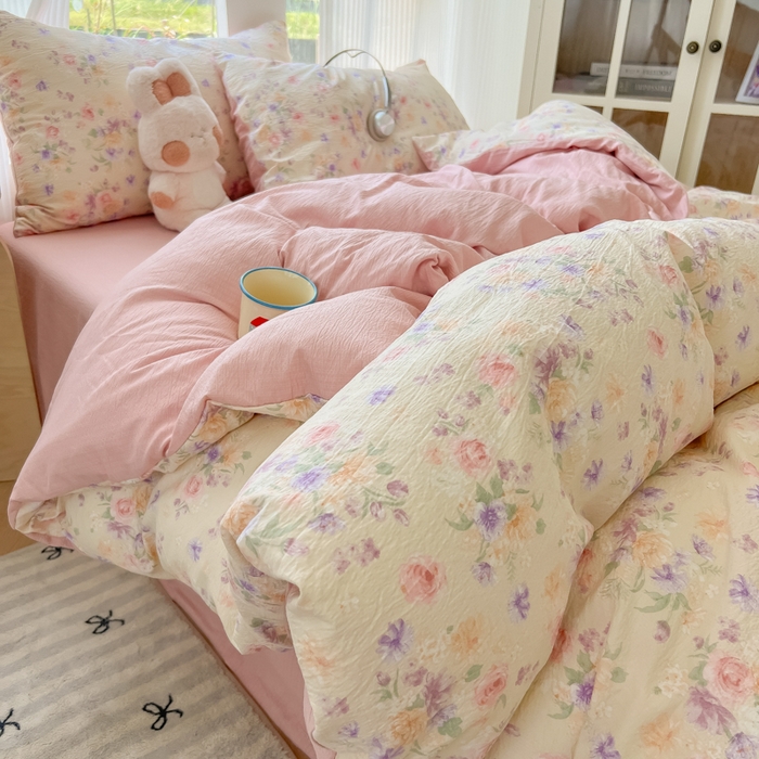 玉海棠家纺 2025新款云感双层纱暗合四件套 满庭芳